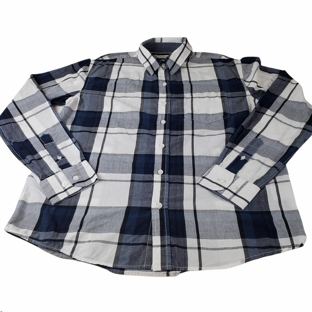 Coastal Shirt Mens Medium Modern Fit Button Up Plaid Collared Long Sleeve Top